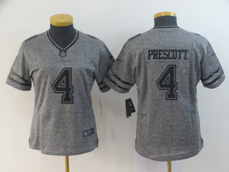 Women's Dallas Cowboys #4 Dak Prescott Grey Limited Stitched NFL Jersey